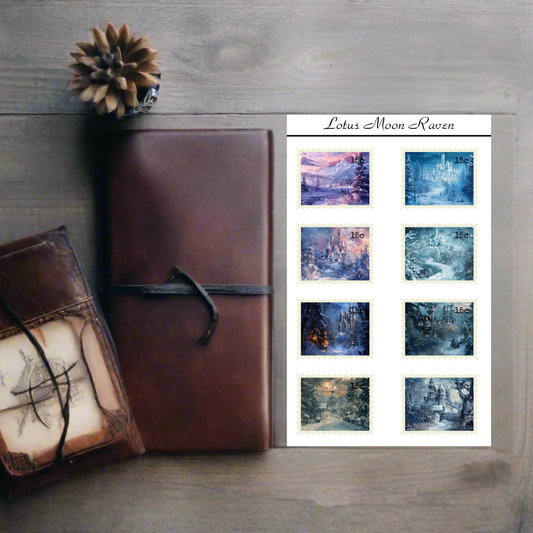 Winter Castle Postage Stamp Style