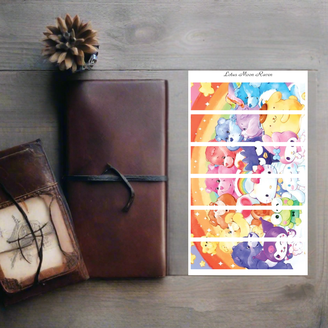 Rainbow Bears and Pretty Kitty Friends Pocket Scene Sheet