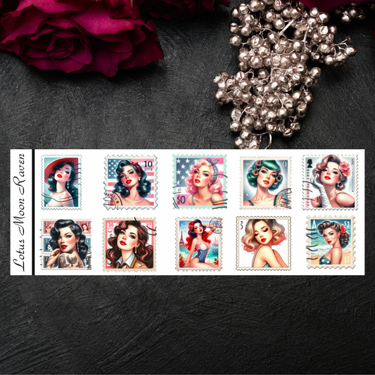 Pin Up Girls Stamp Booklet Style Sheet