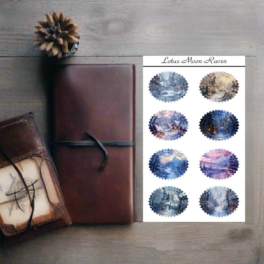 Winter Castle Postage Stamp Style