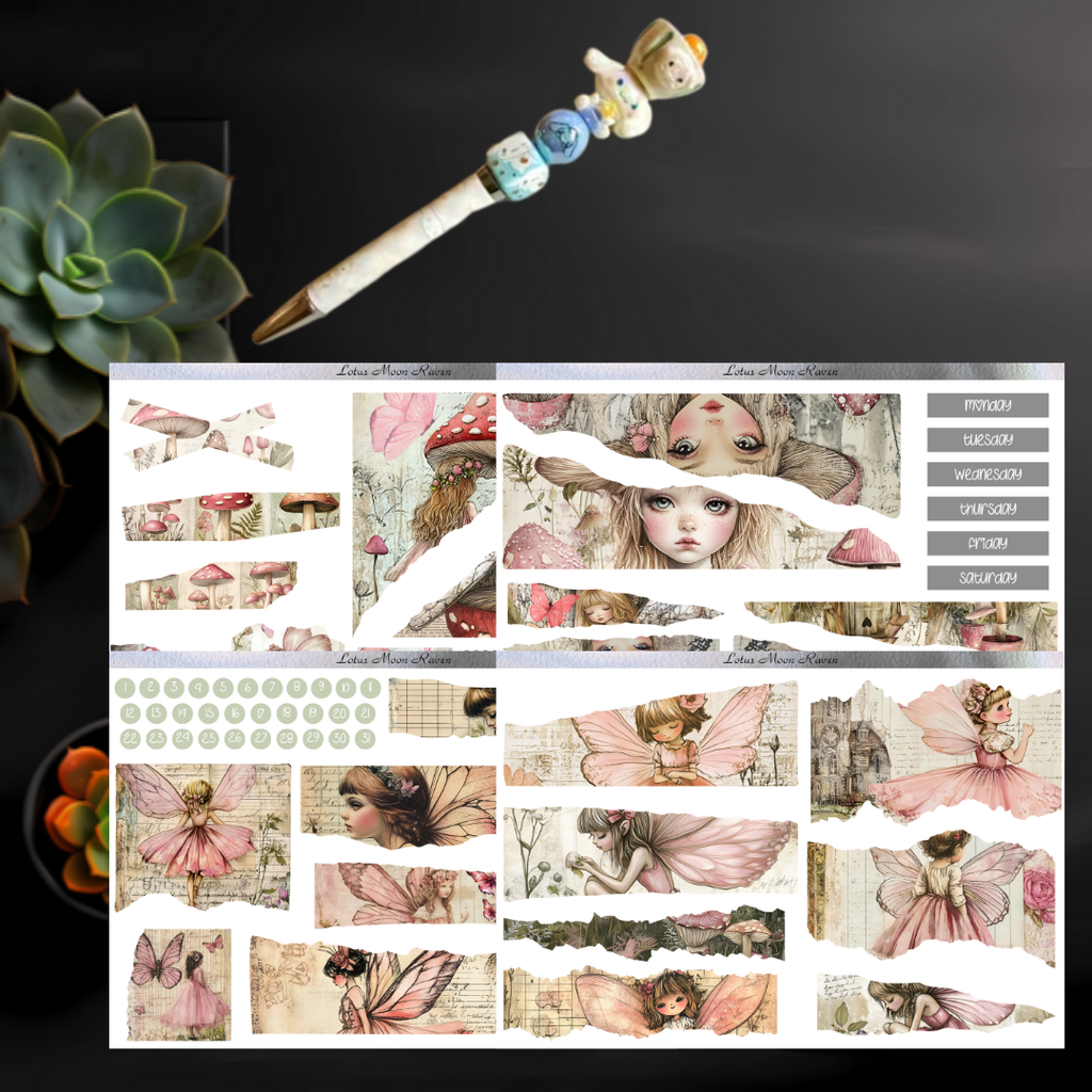 Pink Mushroom Fairies Journaling Kit