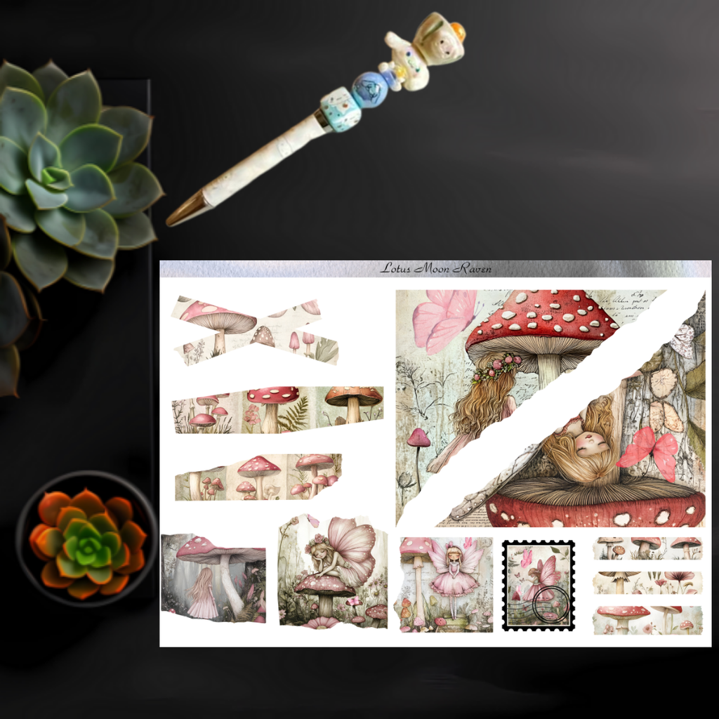 Pink Mushroom Fairies Journaling Kit