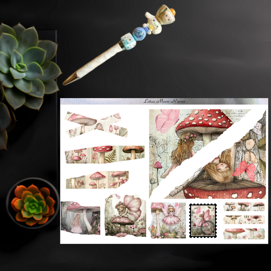 Pink Mushroom Fairies Journaling Kit