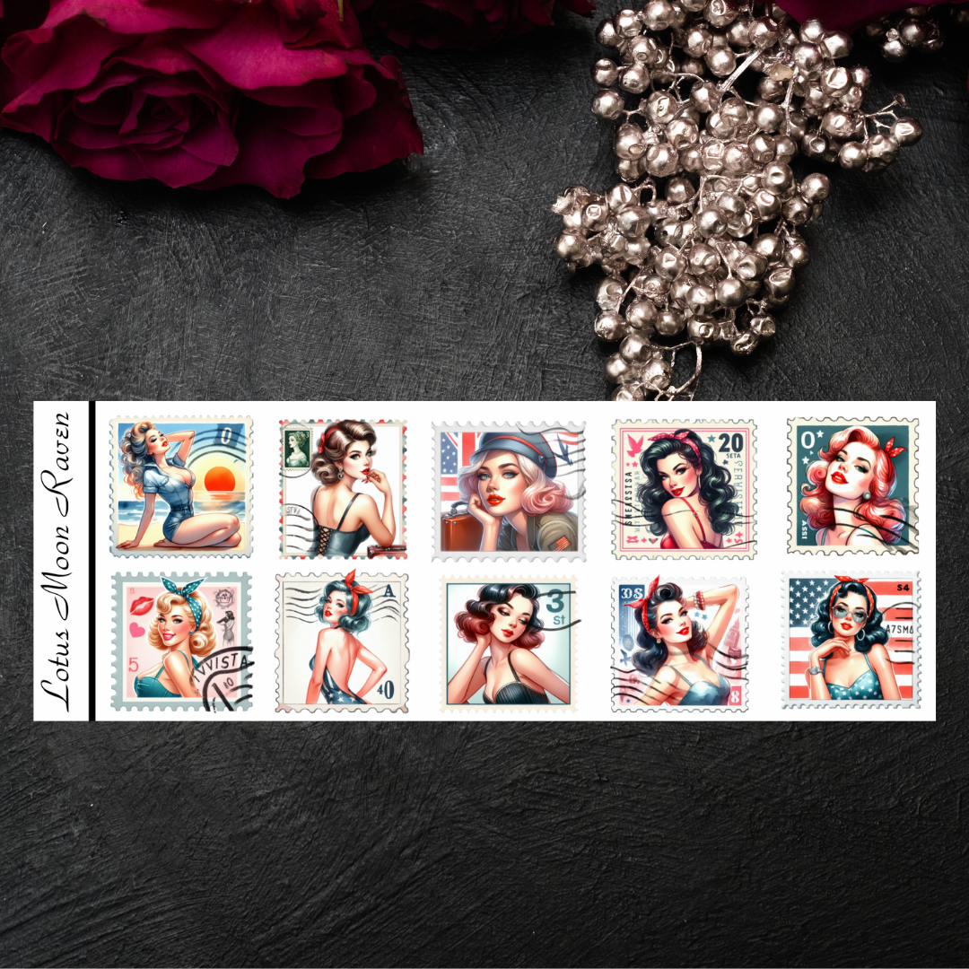 Pin Up Girls Stamp Booklet Style Sheet